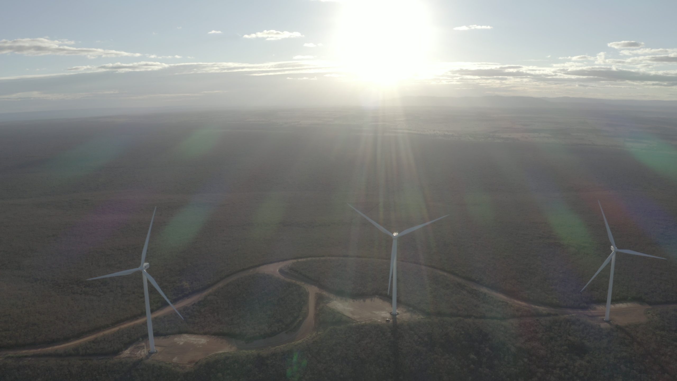 wind turbines in the sun